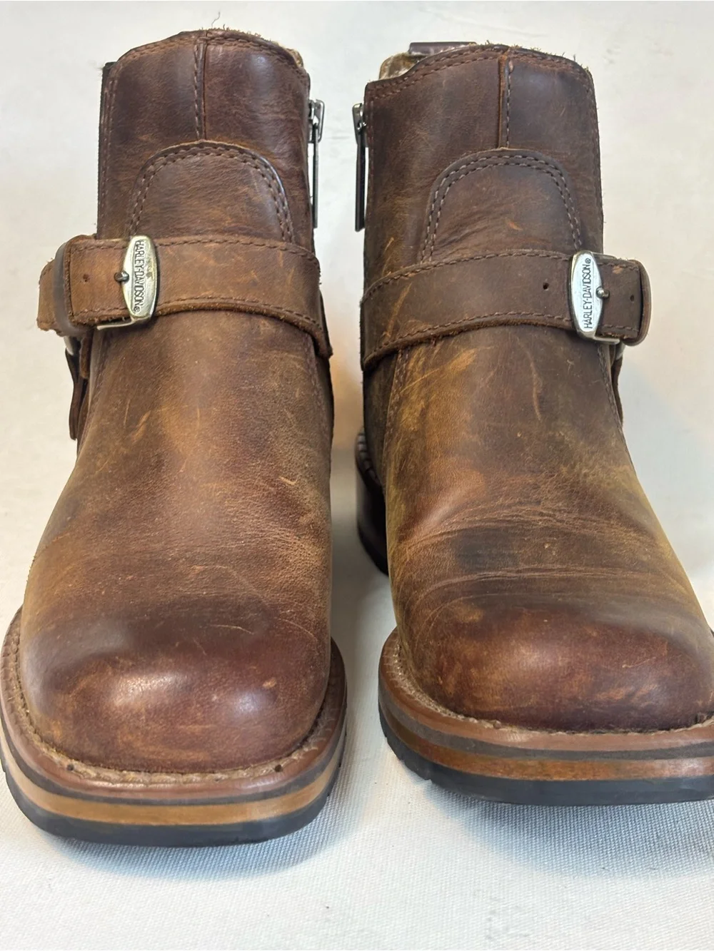 Harley-Davidson Women’s Brown Leather Harness Ankle Boots, size 5.5